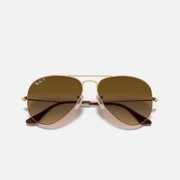 Ray Ban Sunglasses RB3025 001/M2 Polarized Aviator Large Metal 58-14 - Gold Brwn - Picture 3 of 14